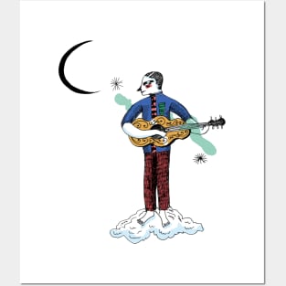 Guitar Cloud Man Posters and Art